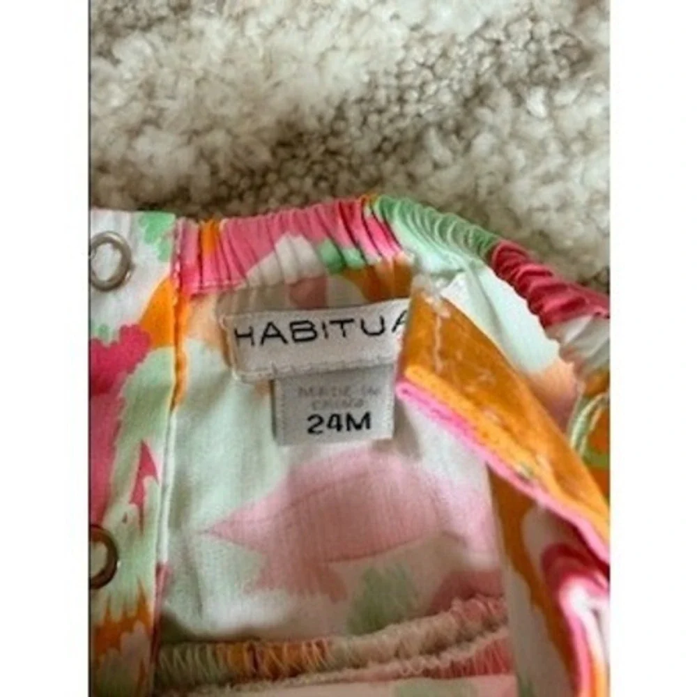 Habitual Girl 2 Piece Floral Top and Leggings Set Pink Orange Green 24M NWT
